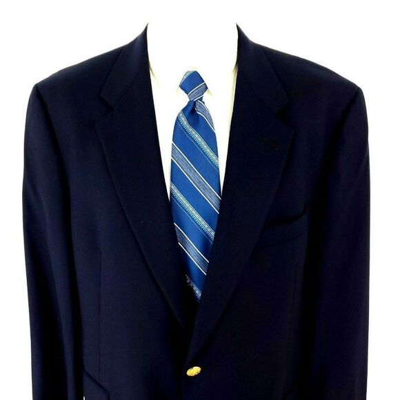 Hart Schaffner Marx Wool 2 Gold Button Blazer 42R Blue - Picture 1 of 11